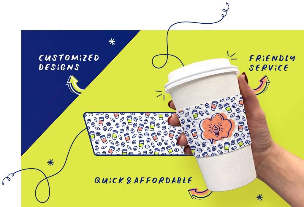 COFFEE SLEEVES, SMALL, MEDIUM & LARGE